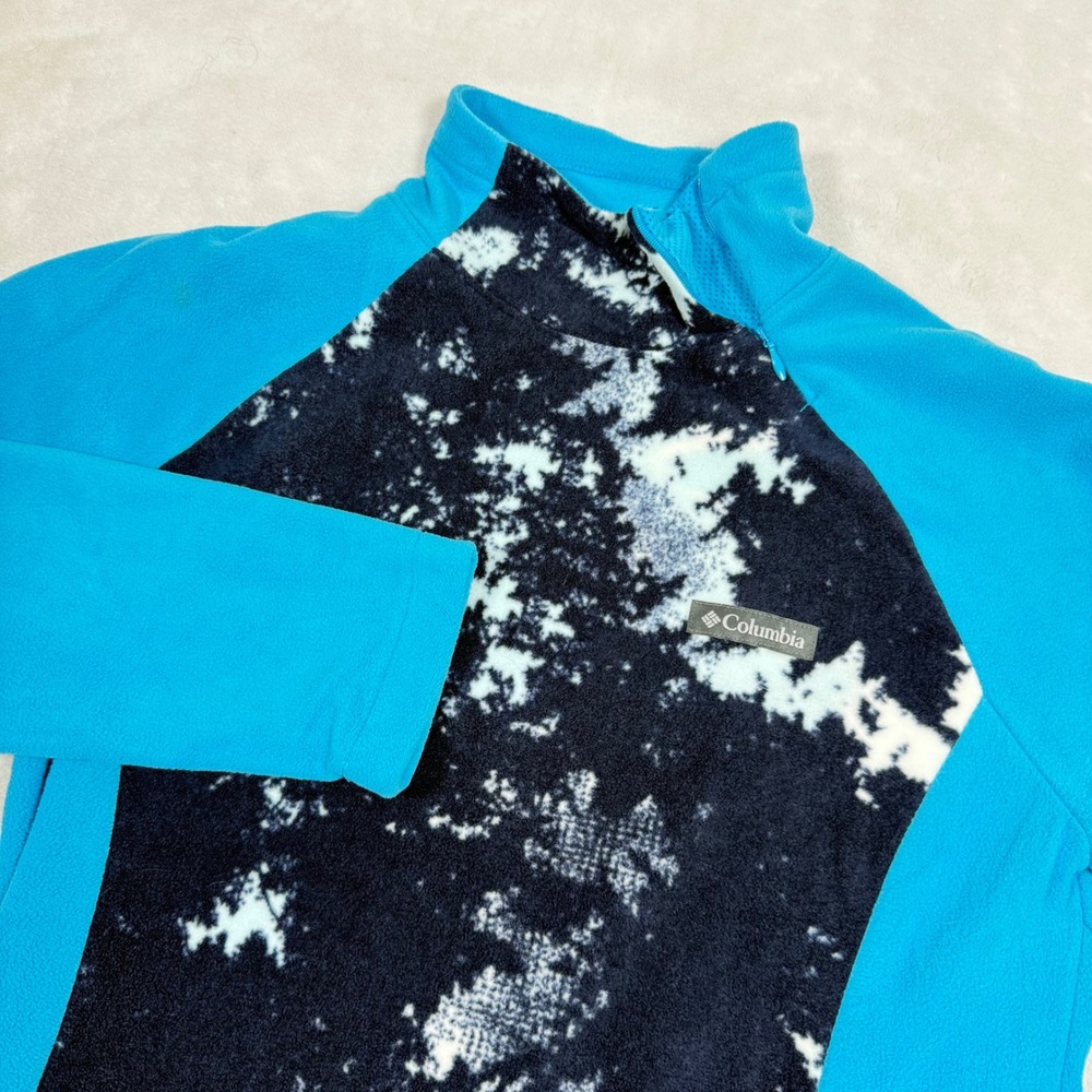 Columbia Fleece Jacket Women's Blue Tie Dye Quarter Zip Medium Outdoor Hiking